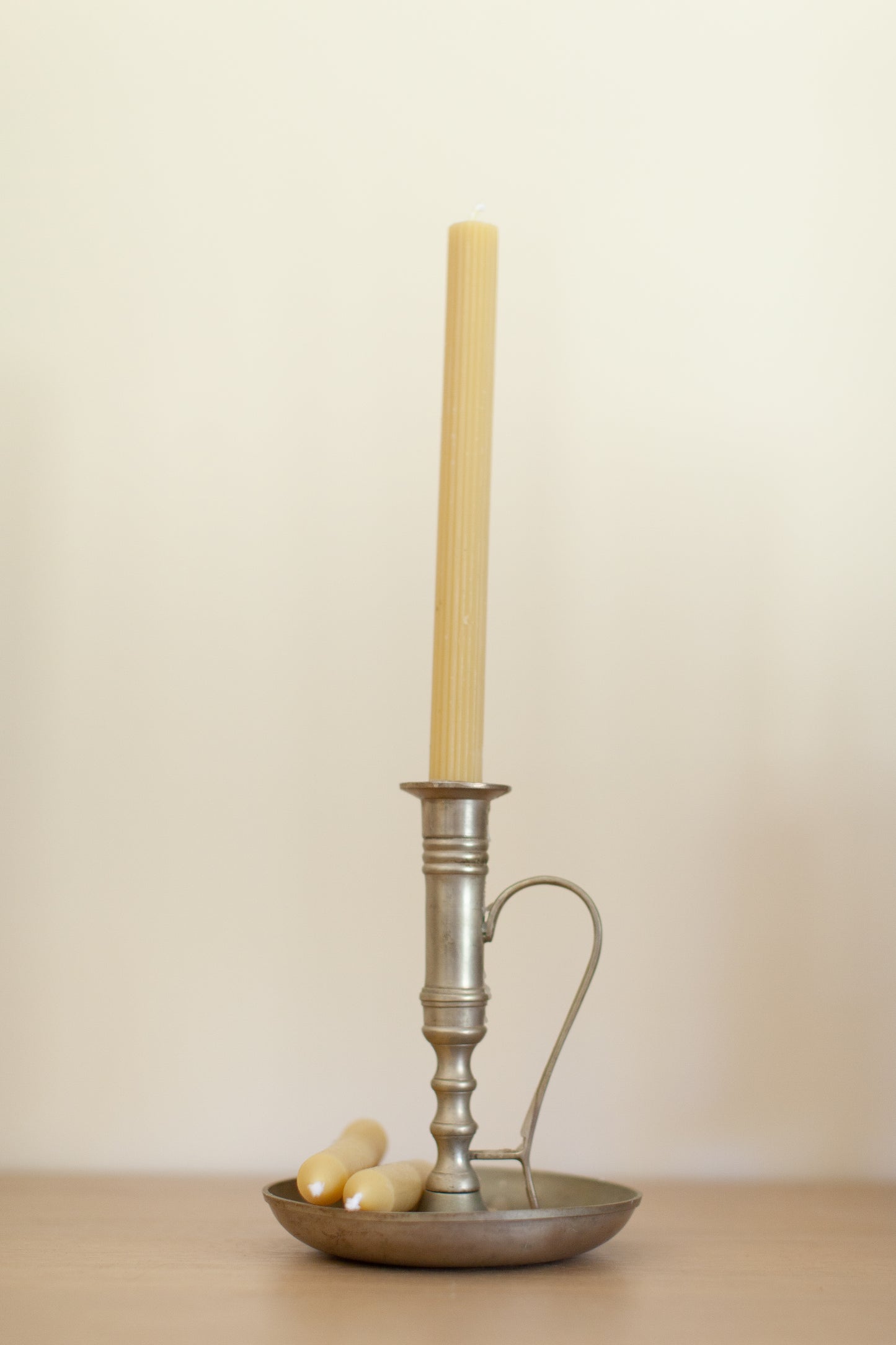 Tall Silver Chamberstick Candle Holder