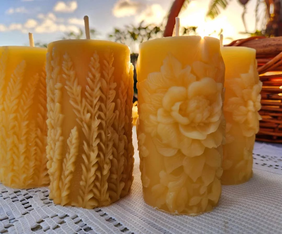 Floral Poured Pillar Candle