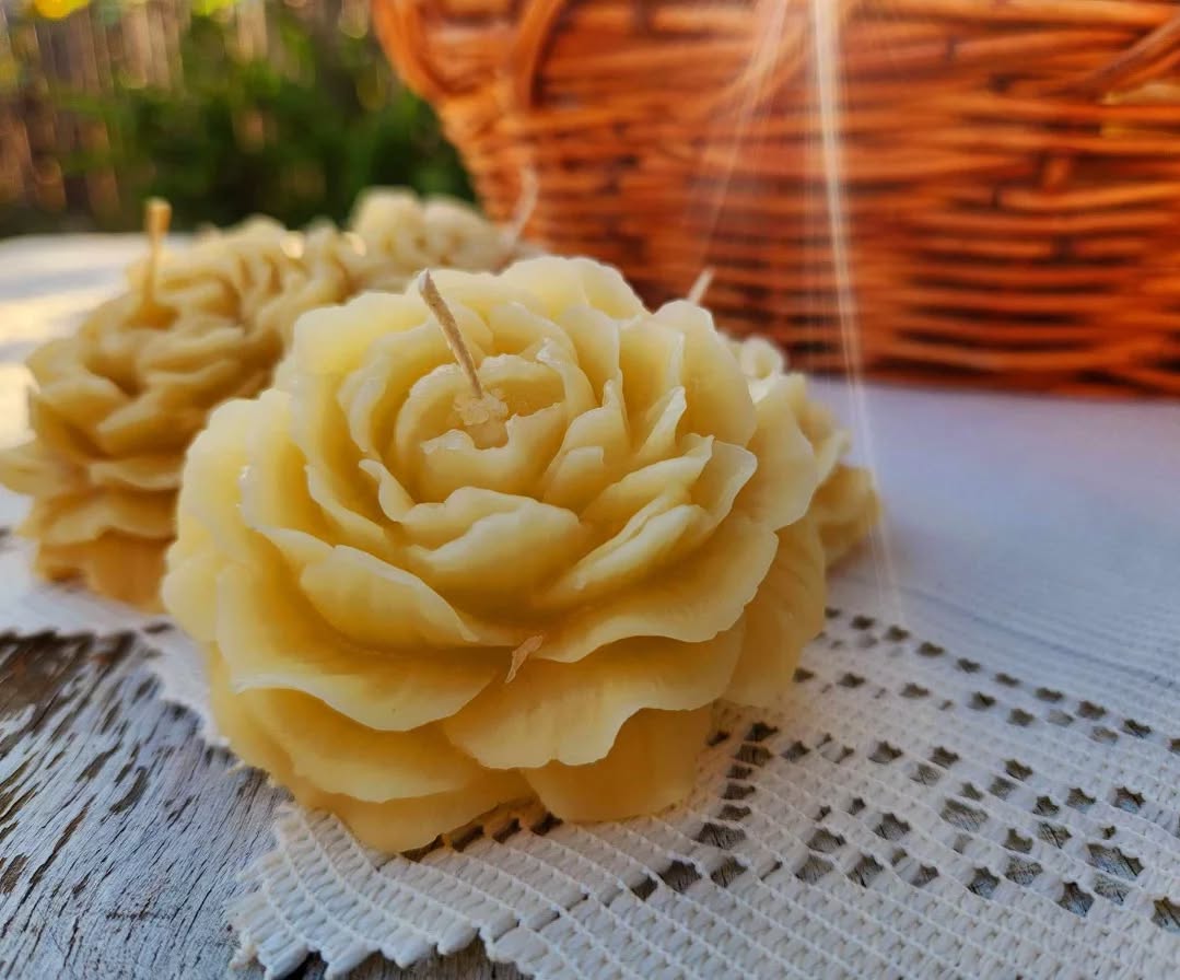 Poured Peony Beeswax Candle
