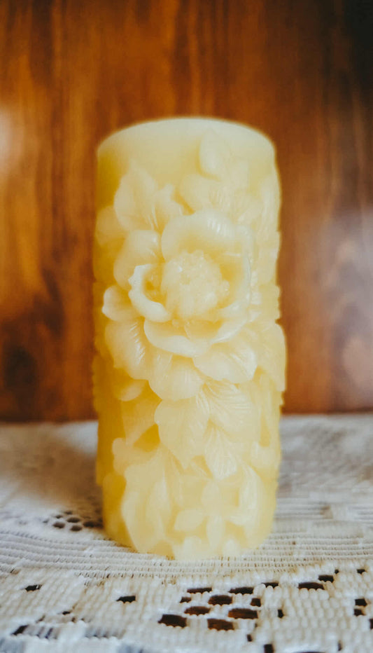 Floral Poured Pillar Candle