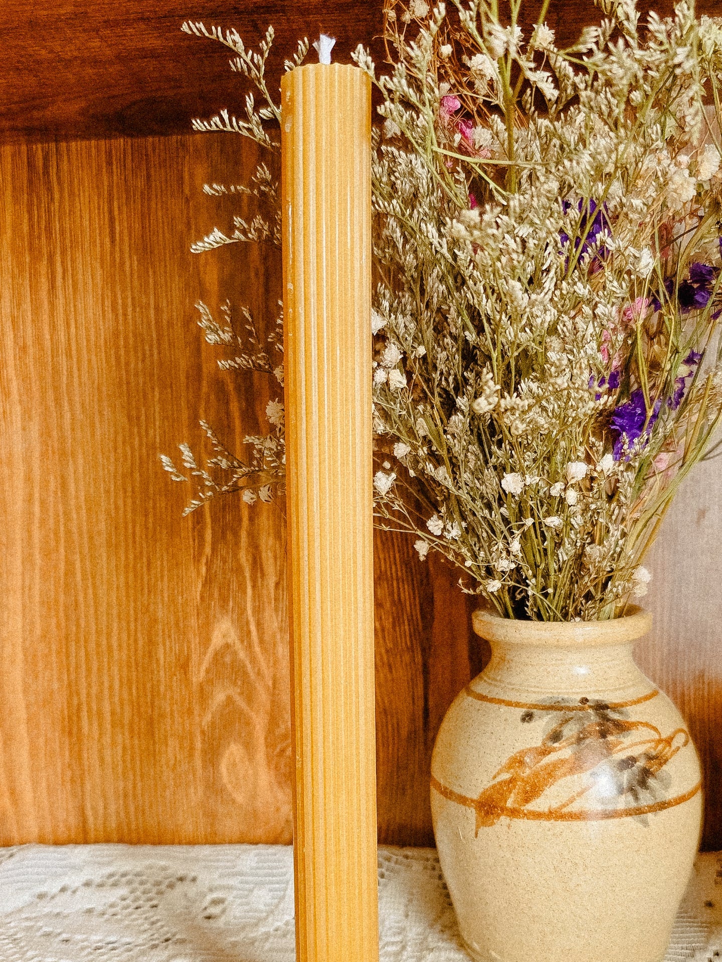 Lined Taper Candle Twin Pack