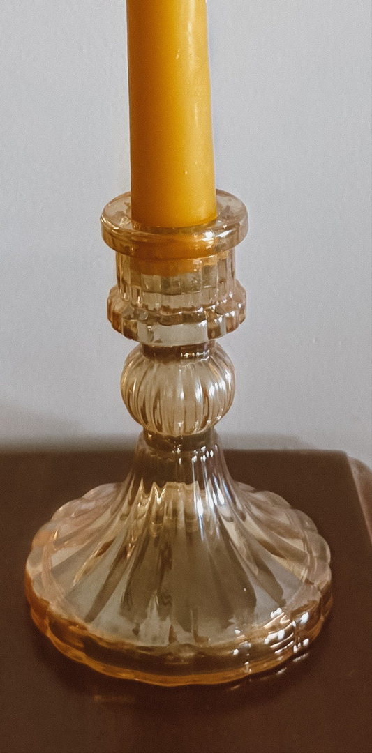 Thrifted Glass Taper Candle Holder