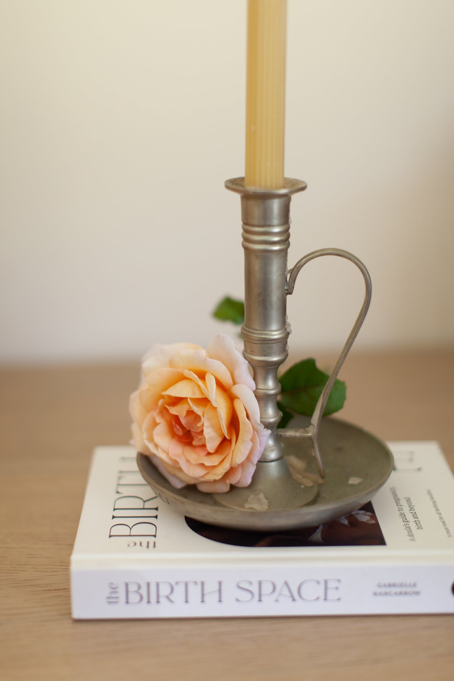 Tall Silver Chamberstick Candle Holder