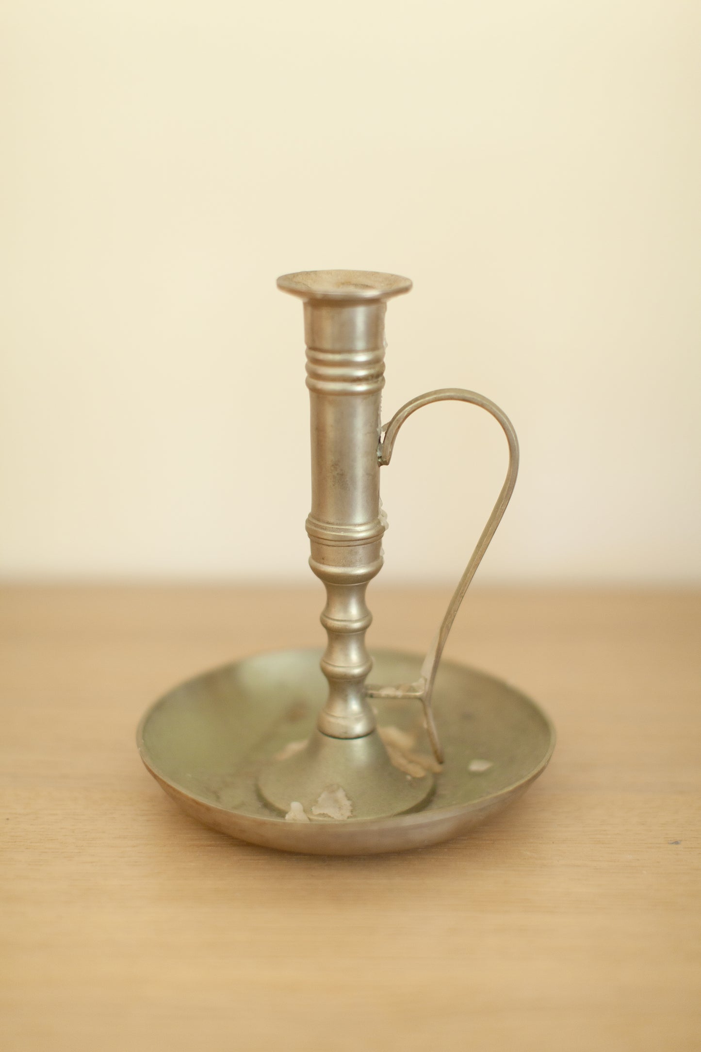 Tall Silver Chamberstick Candle Holder