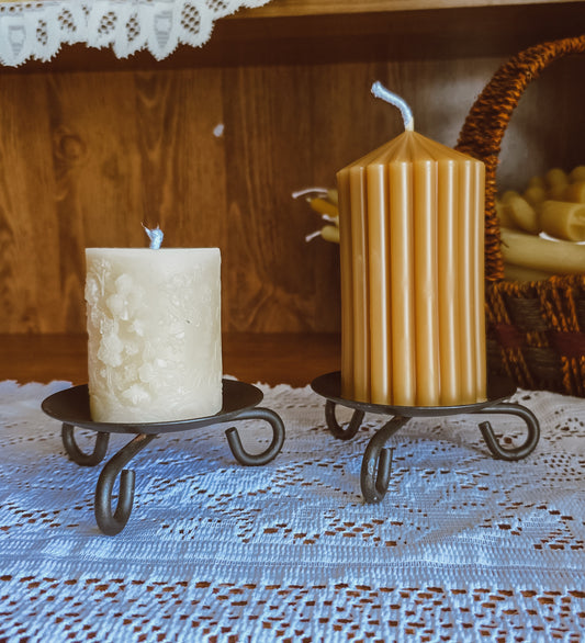 Black Cast Iron Candle Holder Plates