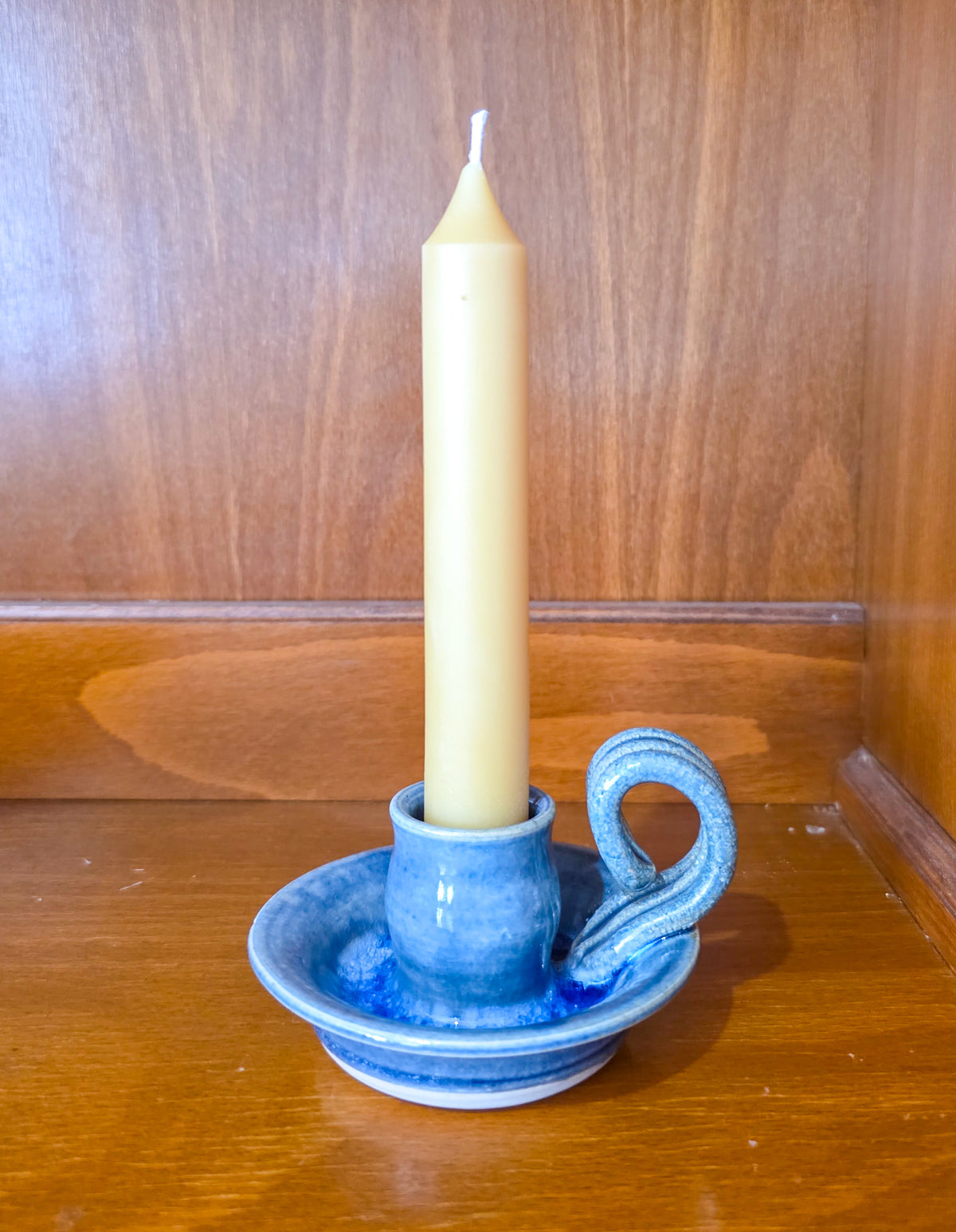 Blue Ceramic Chamberstick