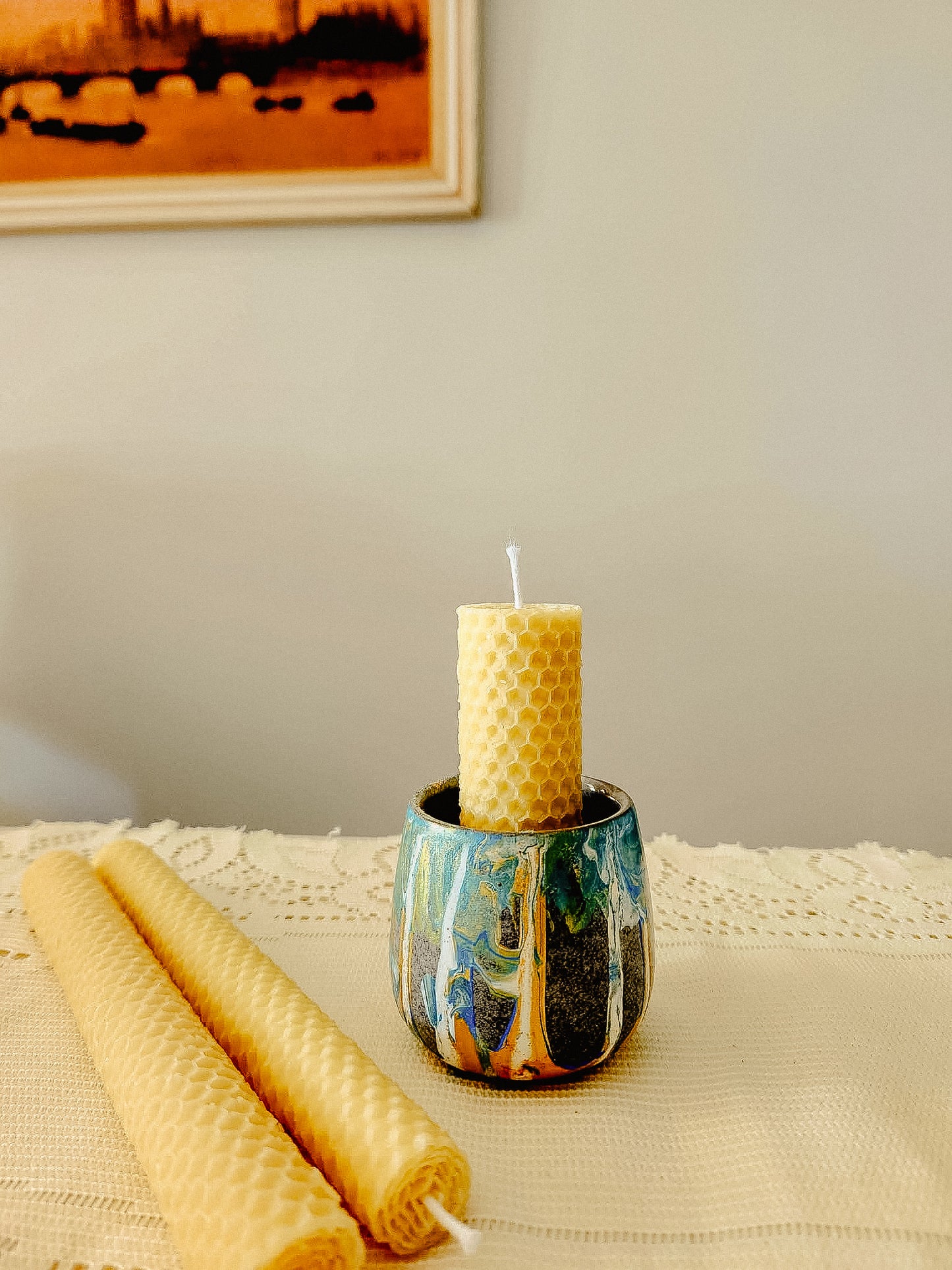 Marble Painted Candle Holder