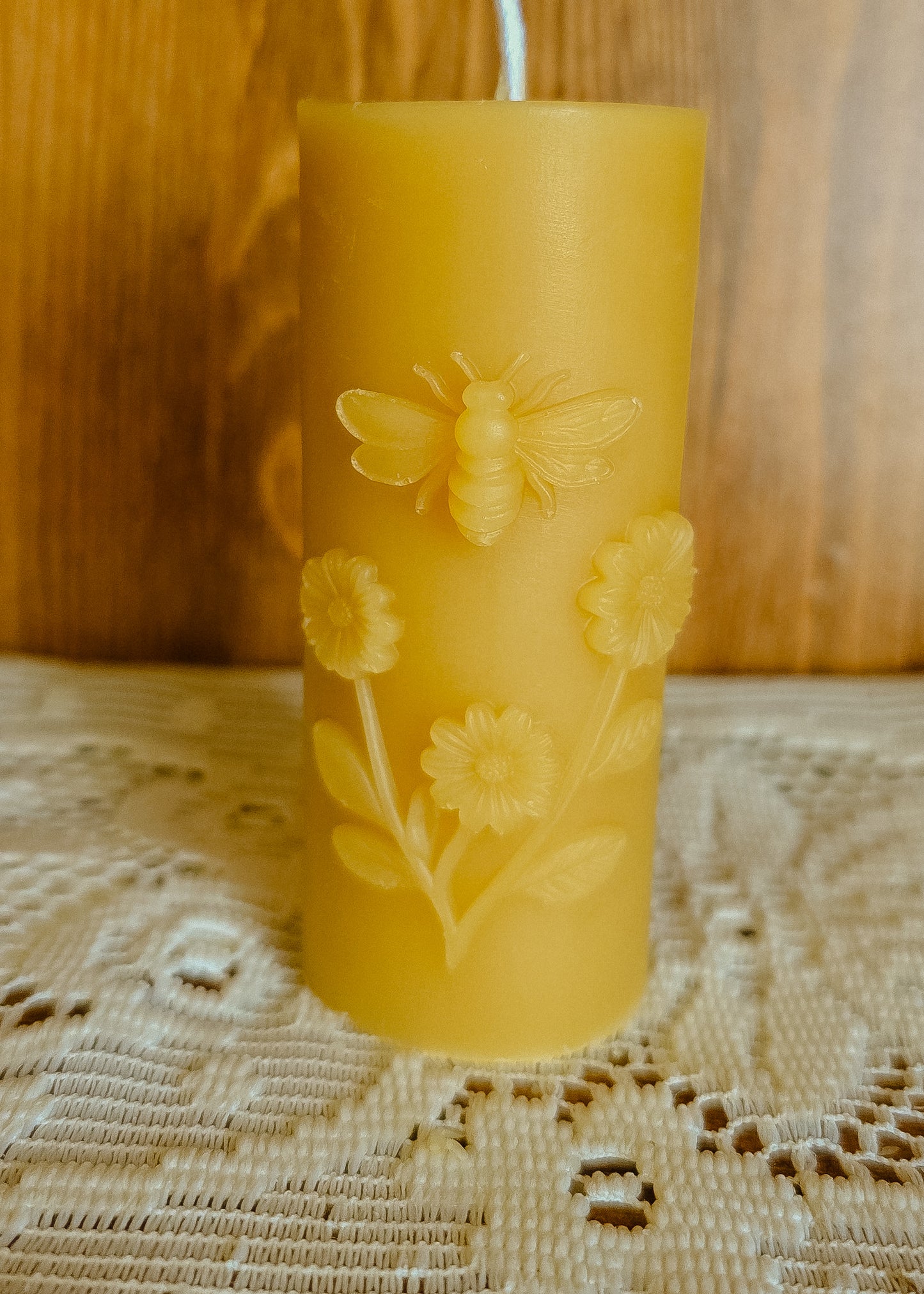 Tall Beswax Floral Pillar